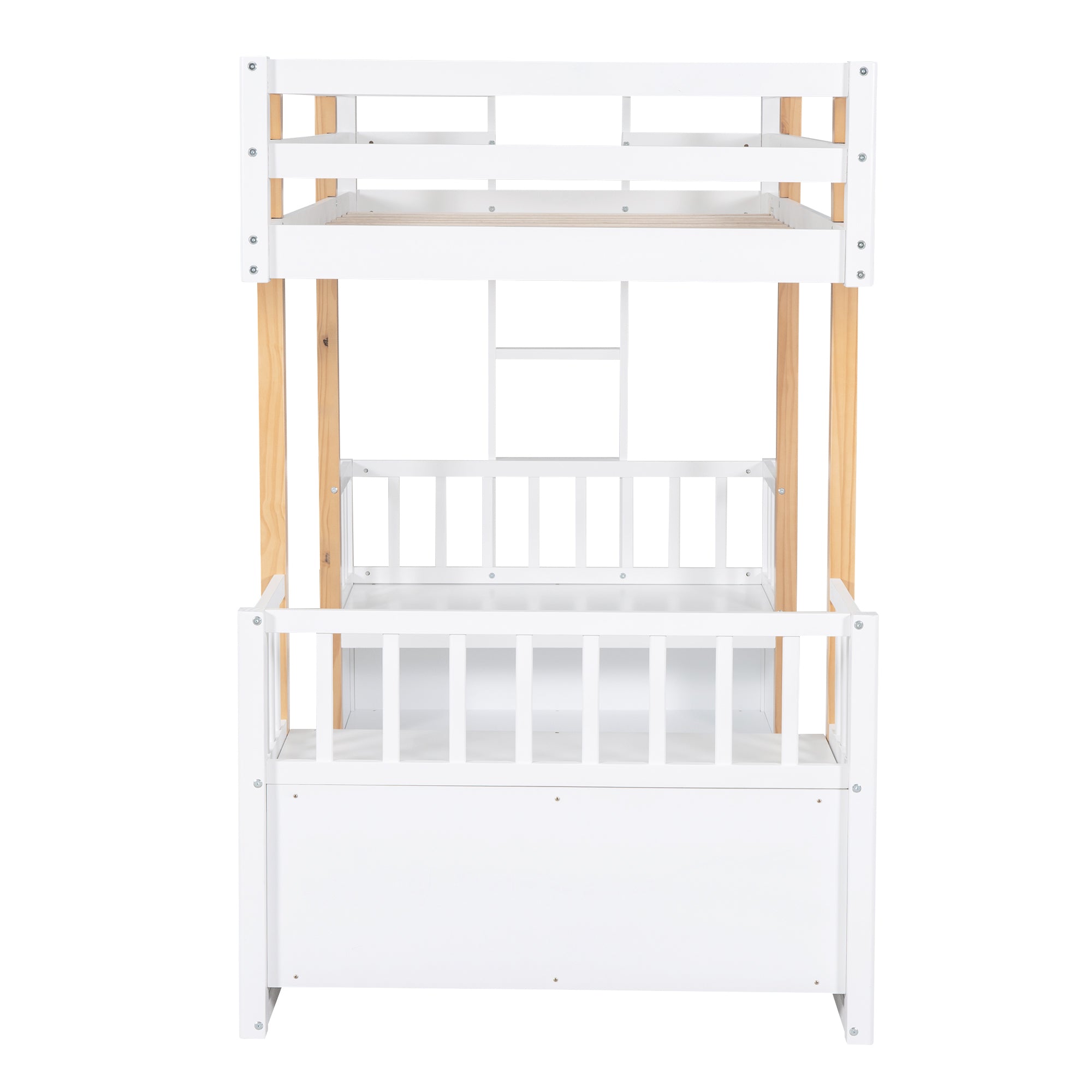 Wood Twin Size Loft Bed with 2 Seats and a Ladder, White - Atlantic Fine Furniture Melbourne FL