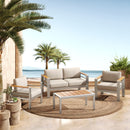 Cora - Outdoor Patio Aluminum 4 Pieces Chat Set - Beige / Natural / Silver