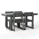 5 Piece Outdoor Dining Set For 4, Patio Table With Umbrella Hole And 4 Armrest Chairs For Backyard - Gray