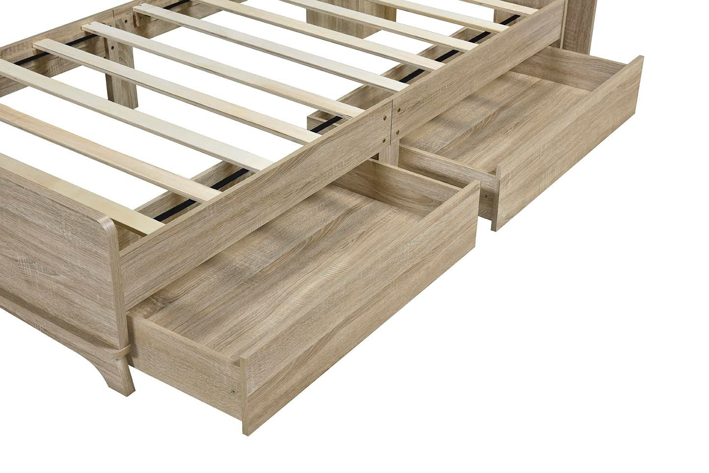 Twin Size Storage Platform Bed Frame with with Two Drawers and Light Strip Design in Headboard,Natural - Atlantic Fine Furniture Melbourne FL