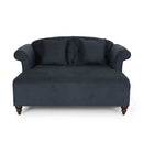 Upholstered Chaise Lounge With Scroll Arms, Turned Legs And 2 Pillows - Charcoal