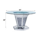 Noralie - Dining Table - Mirrored, Faux Diamonds & Clear Glass - Atlantic Fine Furniture Inc