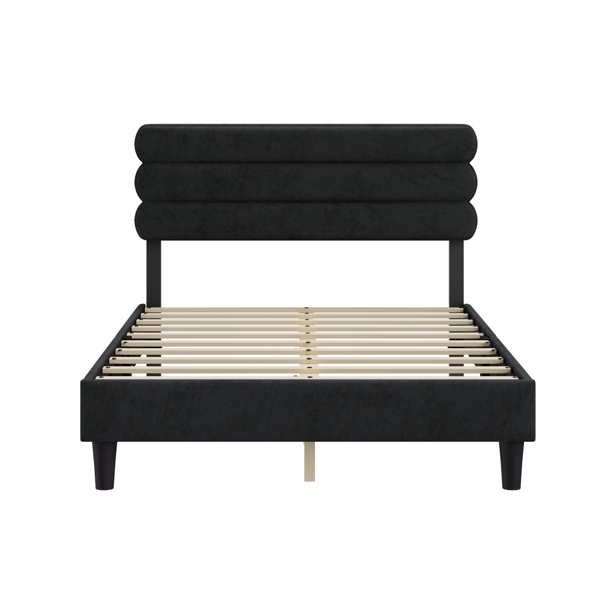 Full Bed Frame with Headboard,Sturdy Platform Bed with Wooden Slats Support,No Box Spring,Mattress Foundation,Easy Assembly DARK GREY