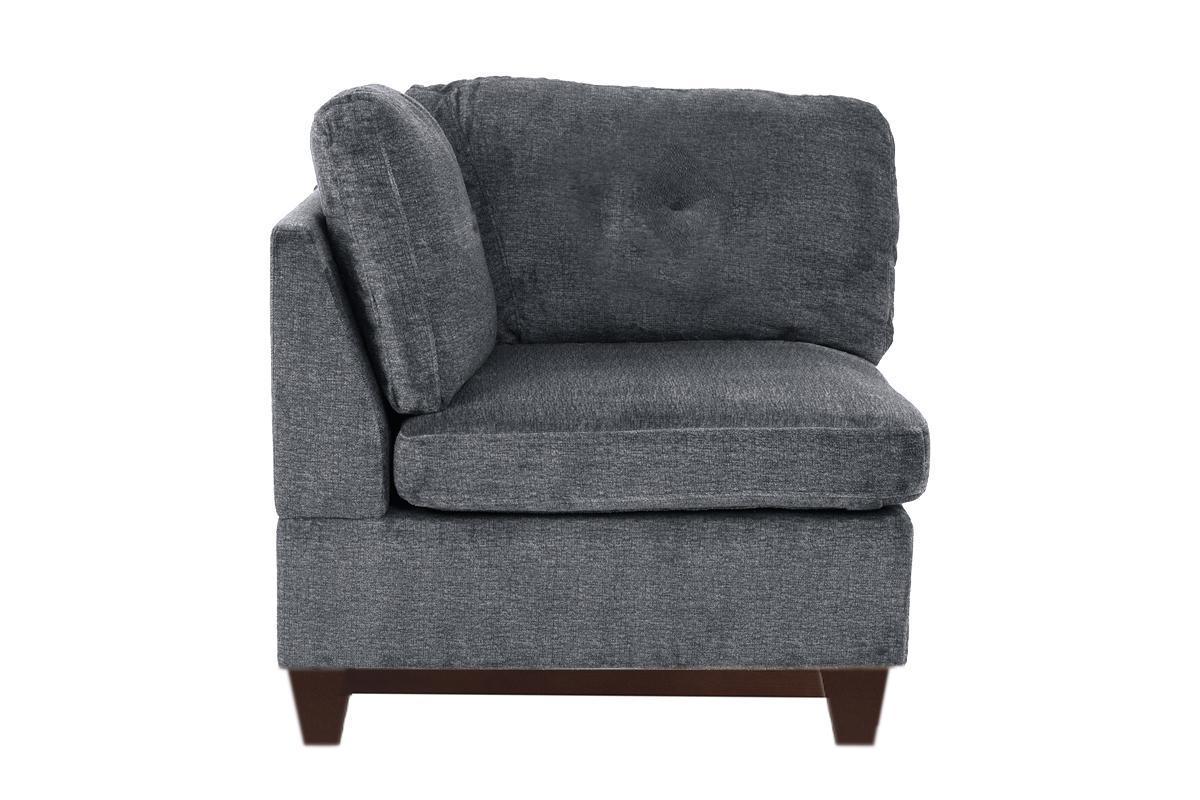 Ash Grey Chenille Fabric Modular Sofa Set 6pc Set Living Room Furniture Couch Sofa Loveseat 4x Corner Wedge 1x Armless Chair and 1x Ottoman Tufted Back