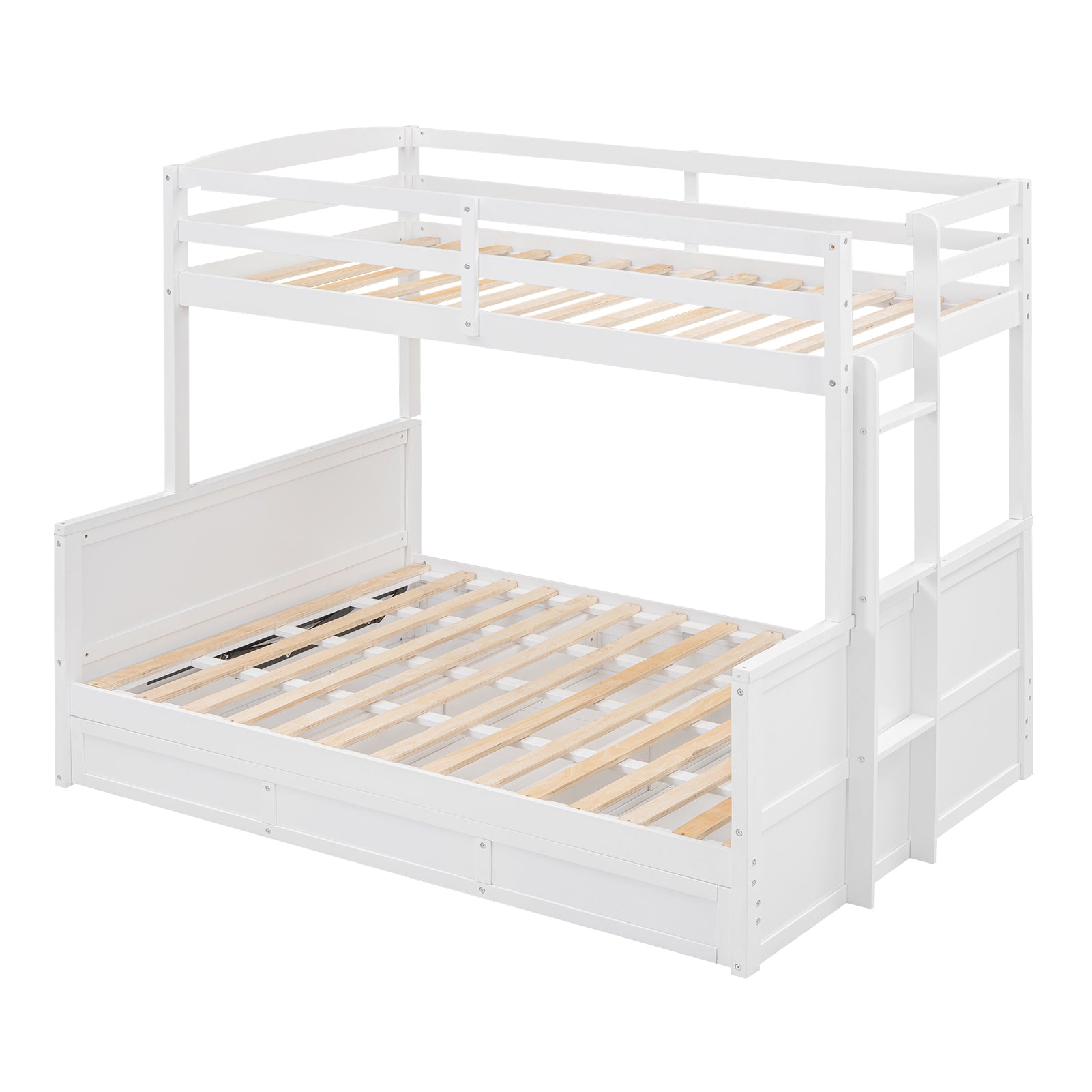 Wood Twin over Full Bunk Bed with Hydraulic Lift Up Storage, White - Atlantic Fine Furniture Melbourne FL