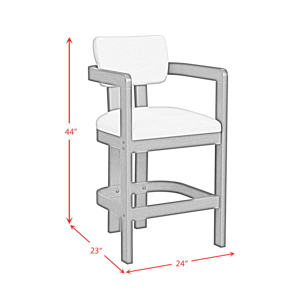 Portland Arm Barstool (Set of 2) in Black / White by Elements International, view 11