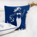 Liz Mermaid Pillow Cover With Matching Back And Hidden Zipper - Indigo