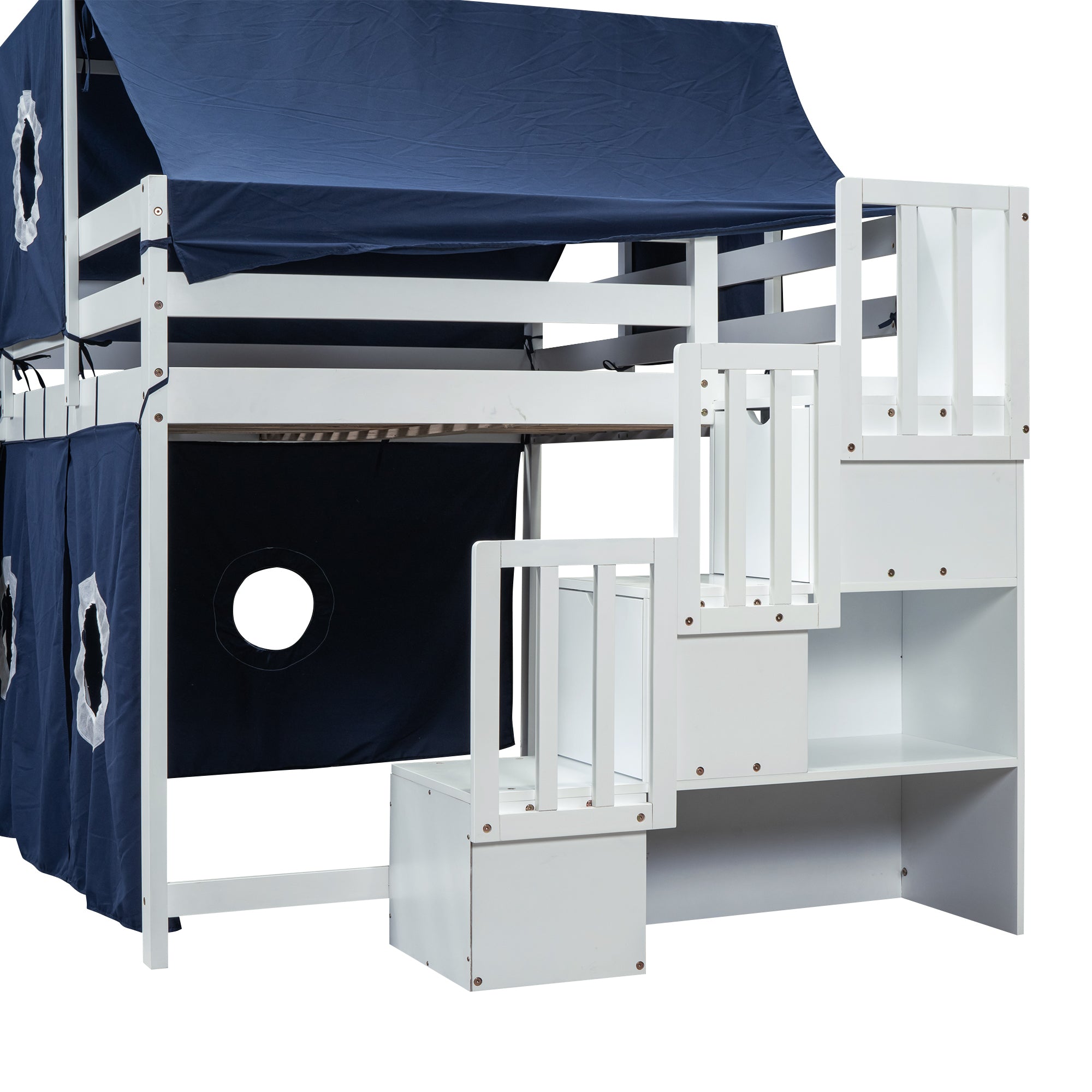 Full Size Loft Bed with Tent and Tower - Blue - Atlantic Fine Furniture Melbourne FL