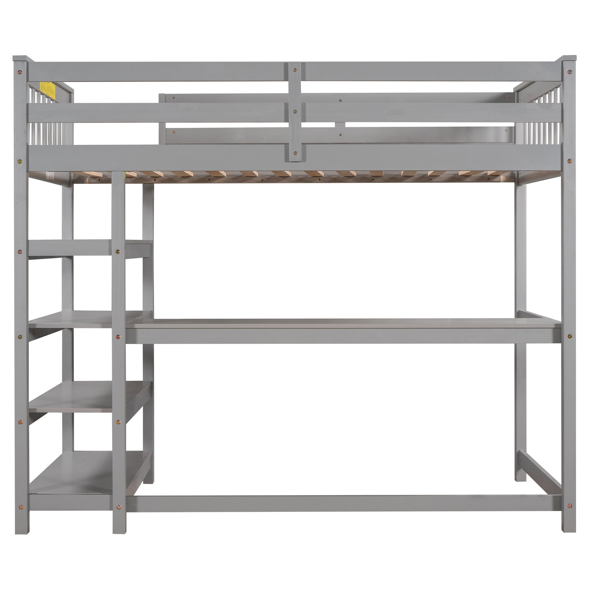 Twin Size Loft Bed with Storage Shelves and Under-bed Desk, Gray(OLD SKU:SM000245AAE-1) - Atlantic Fine Furniture Melbourne FL