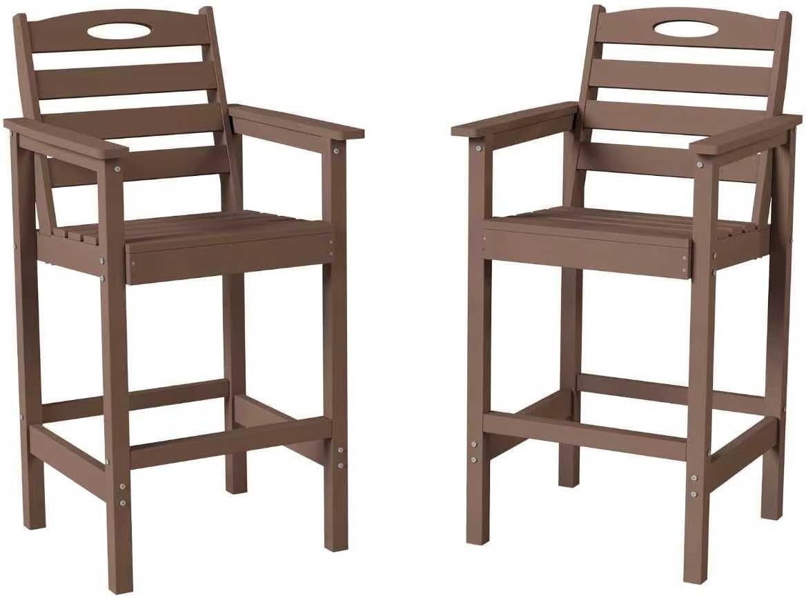 Crefise Tall Adirondack Bar Chairs, Set of 2 - Brown