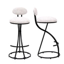 Round Print Bar Stools Upholstered Chairs For Kitchen (Set of 2)