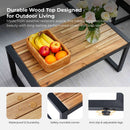 4 Piece Patio Furniture Set With Acacia Wood Table Top And Cushions