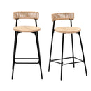 Boho Style Handwoven Paper Rope Counter Stools (Set of 2)