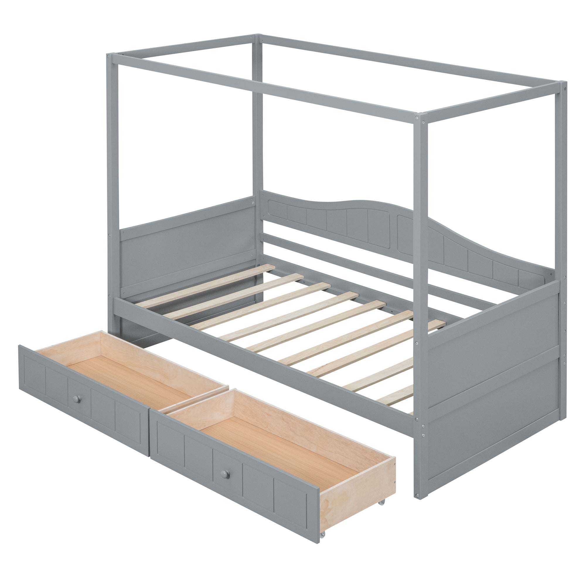 Twin Size Canopy Day Bed with 2 Drawers, Gray - Atlantic Fine Furniture Melbourne FL