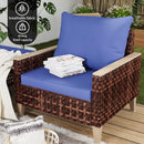 7 Pieces Patio, Wicker Dining Set With Removable Cushions Cotton And Rattan - Blue