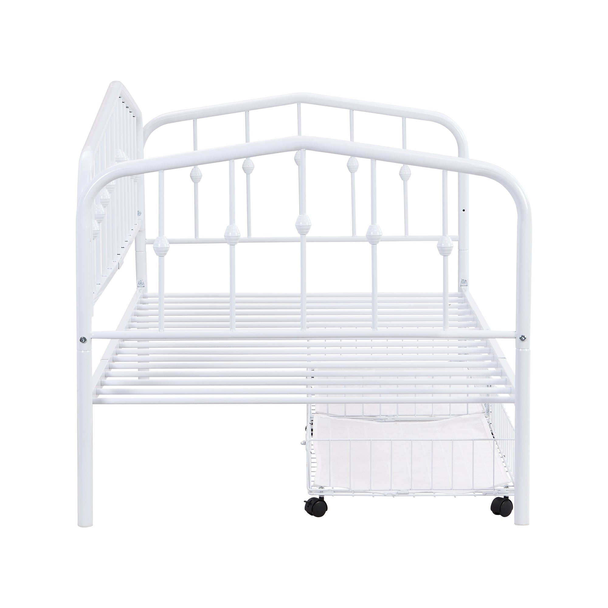Twin Size Stylish Metal Daybed with 2 Drawers, White