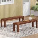 Acacia Wood Outdoor Bench With Beautiful Slat Paneling - Dark Brown