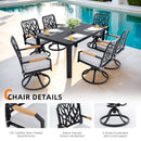Outdoor Patio Furniture Dining Set With Sunbrella Fabric, Rectangular Table With Umbrella Hole