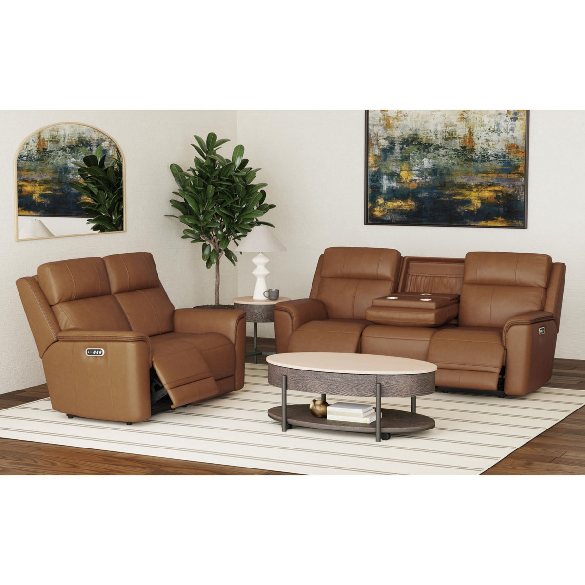 Mustang P3 Sofa With DDT, Wireless Chargerin in Dark Brown by Elements International, view 21