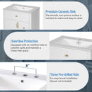 Elegant Bathroom Vanity With Ceramic Sink, Soft Close Doors And Drawers, Double Storage Racks