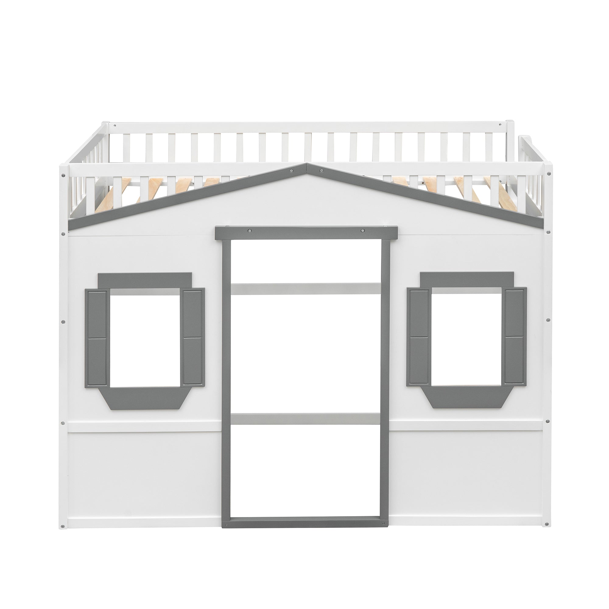 Twin Size House Loft Bed With Ladder-White+Gray Frame - Atlantic Fine Furniture Melbourne FL
