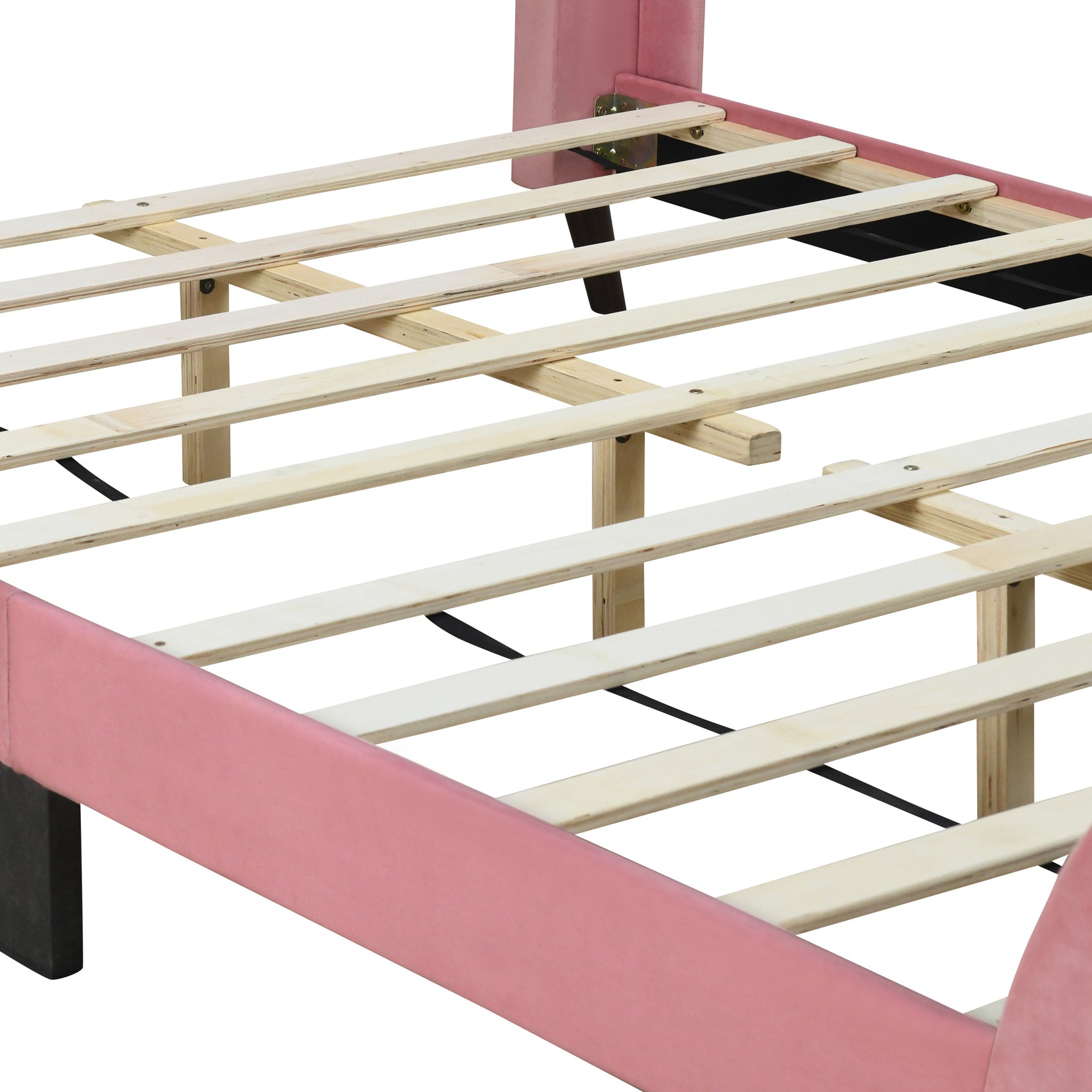 Queen Size Upholstered Platform Bed, Velvet, Pink - Atlantic Fine Furniture Melbourne FL