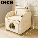 Bunny Ear Pet Friendly Armchair With Hidden Pet House With Storage Pocket For Bedroom & Living Room - Beige