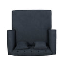 Upholstered Chaise Lounge With Scroll Arms, Turned Legs And 2 Pillows - Charcoal