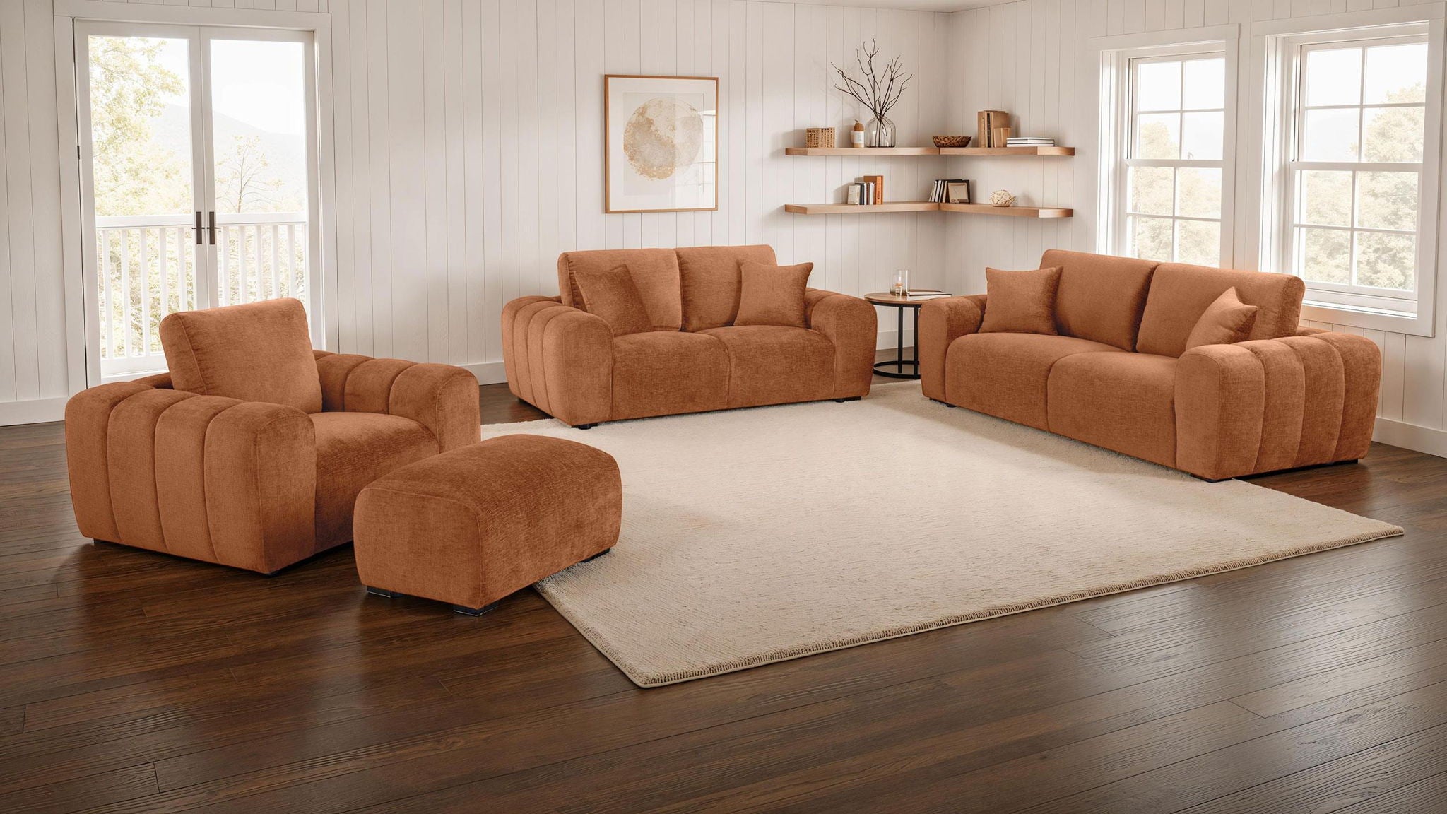Burnett Chenille Upholstered Accent Chair Burnt Orange - Atlantic Fine Furniture Melbourne FL