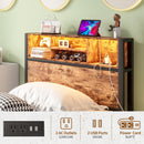 Modern Twin Size Metal Platform Bed Frame With Storage Headboard And Charging Station - Brown