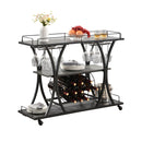 Bar Cart Kitchen Bar & Serving Cart For Home With Wheels 3 Tier Storage Shelves - Black / Gray