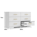 Large 6 Drawers Chest Of Drawer Dressers Table With Golden Handle