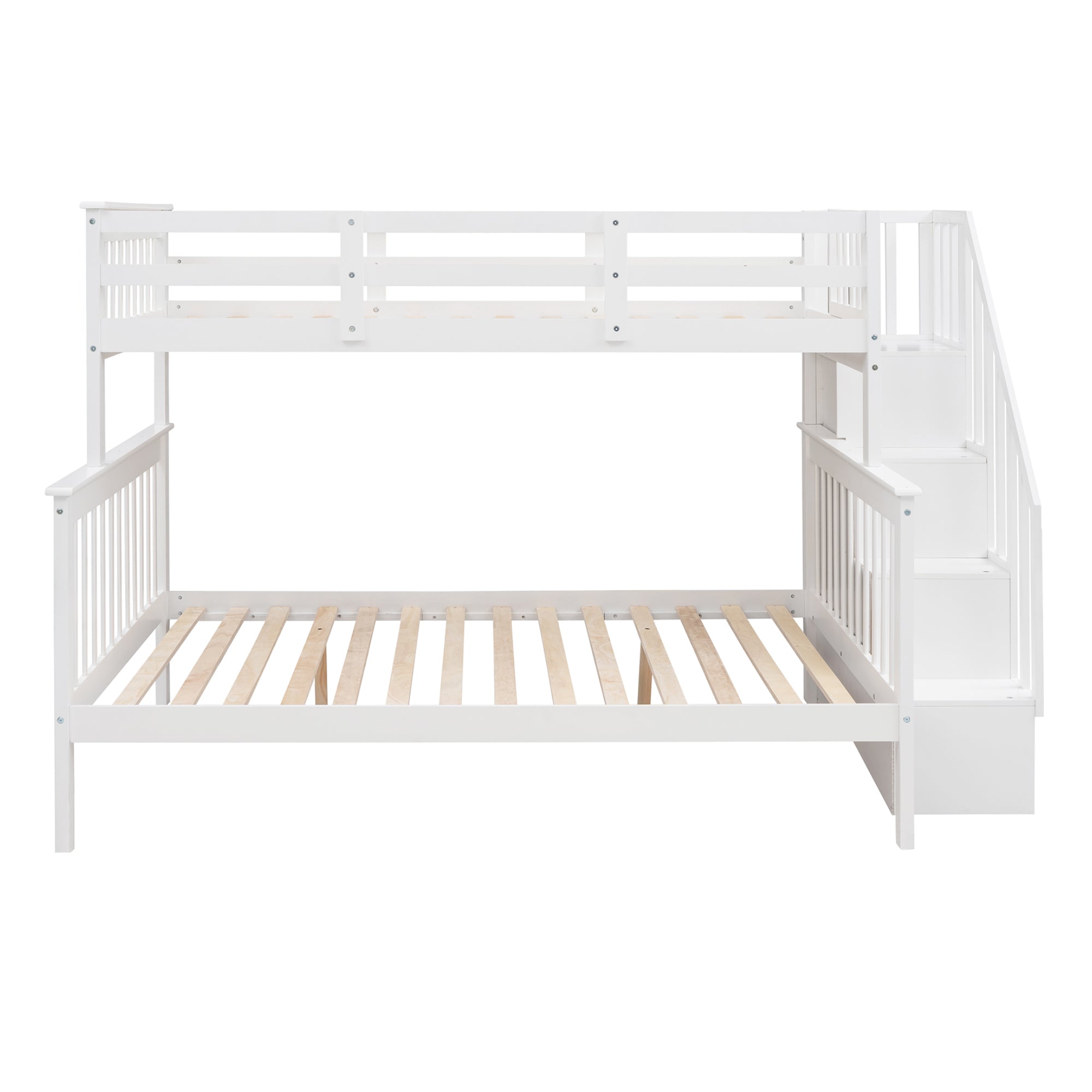 Stairway Twin-Over-Full Bunk Bed with Storage and Guard Rail for Bedroom, White color(OLD SKU :LP000019AAK) - Atlantic Fine Furniture Melbourne FL