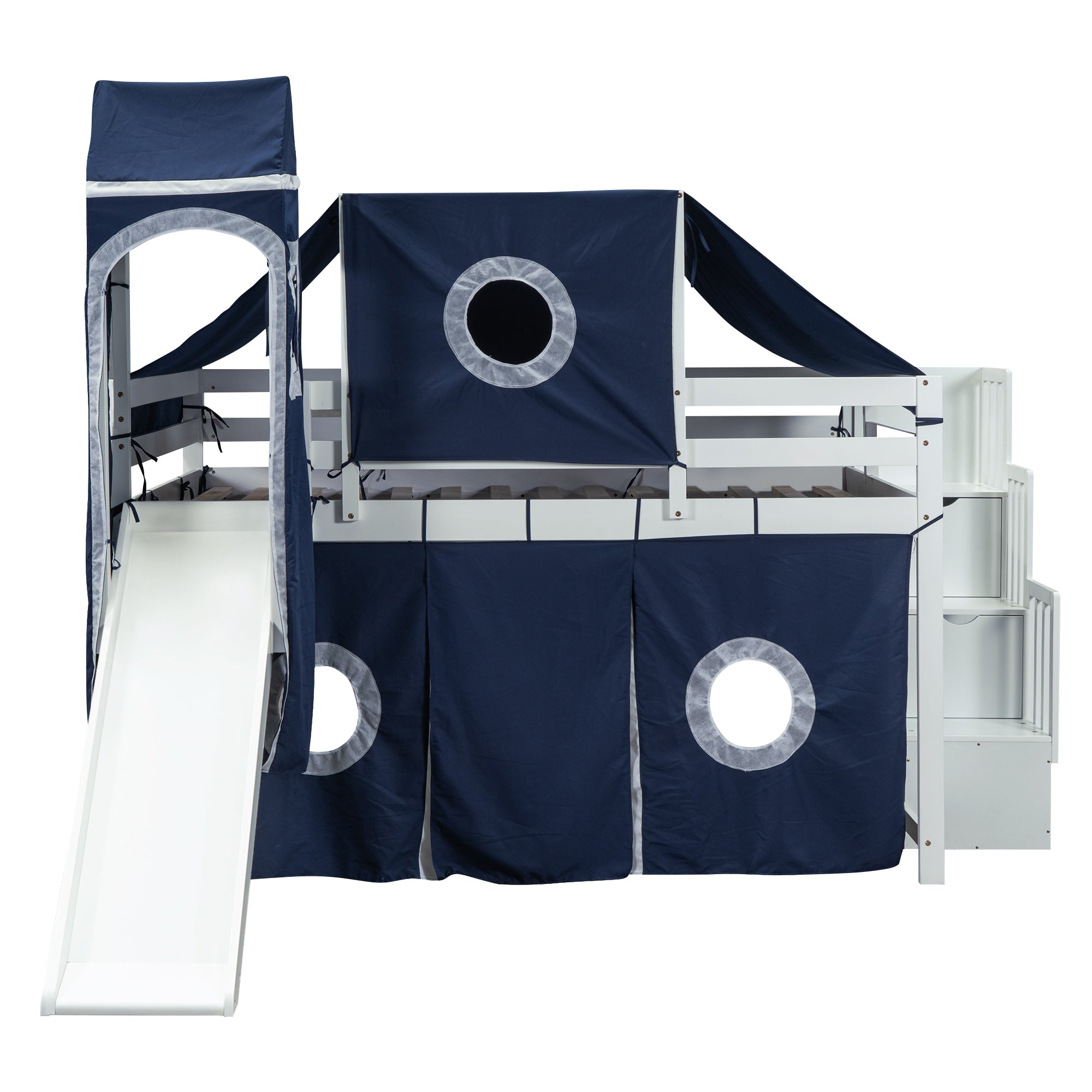 Full Size Loft Bed with Tent and Tower - Blue - Atlantic Fine Furniture Melbourne FL
