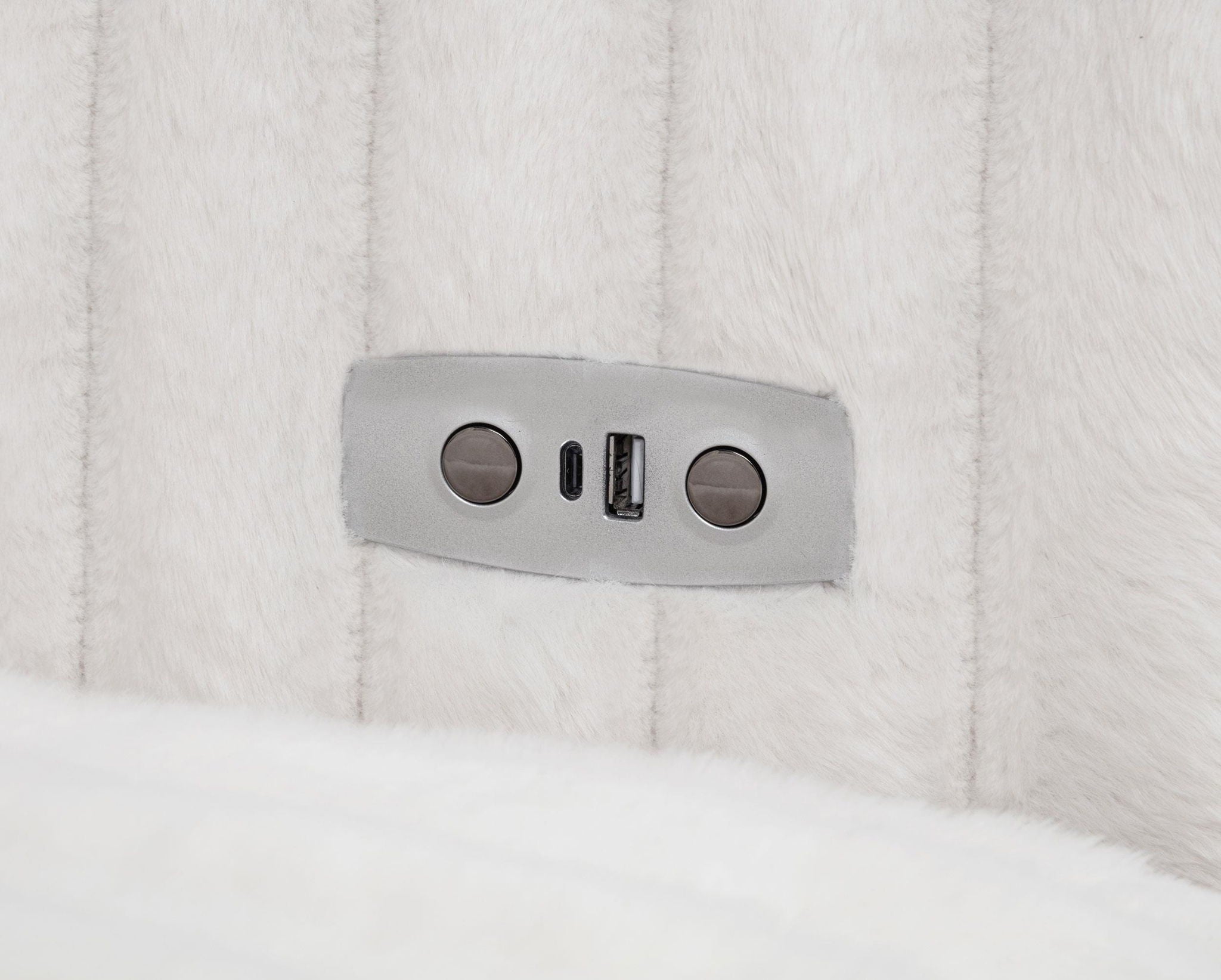 Jacana Corduroy Upholstered Dual Power Chaise Sofa Ivory