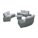 10 Piece Outdoor Sectional Half Round Patio Rattan Sofa Set