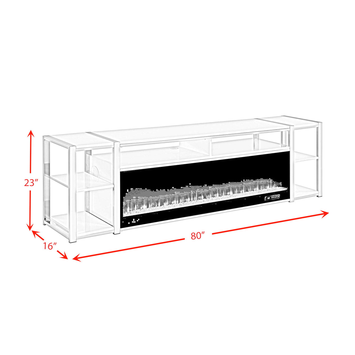 Midway 80" TV Console With Firelight in White by Elements International, view 11