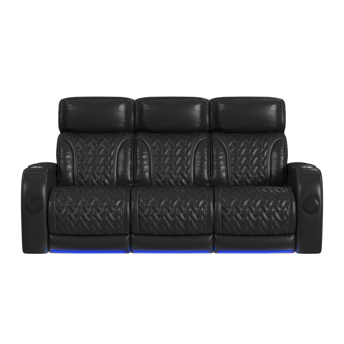 Prime Time P3 Sofa With I Table, Reading Light, Heat, Massage, LED, And Speaker in Black by Elements International, view 14
