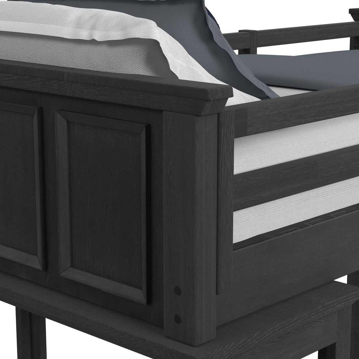 Hampton Kids Loft With Staircase And Desk With Speaker Bedroom Set in Black by Elements International, view 47
