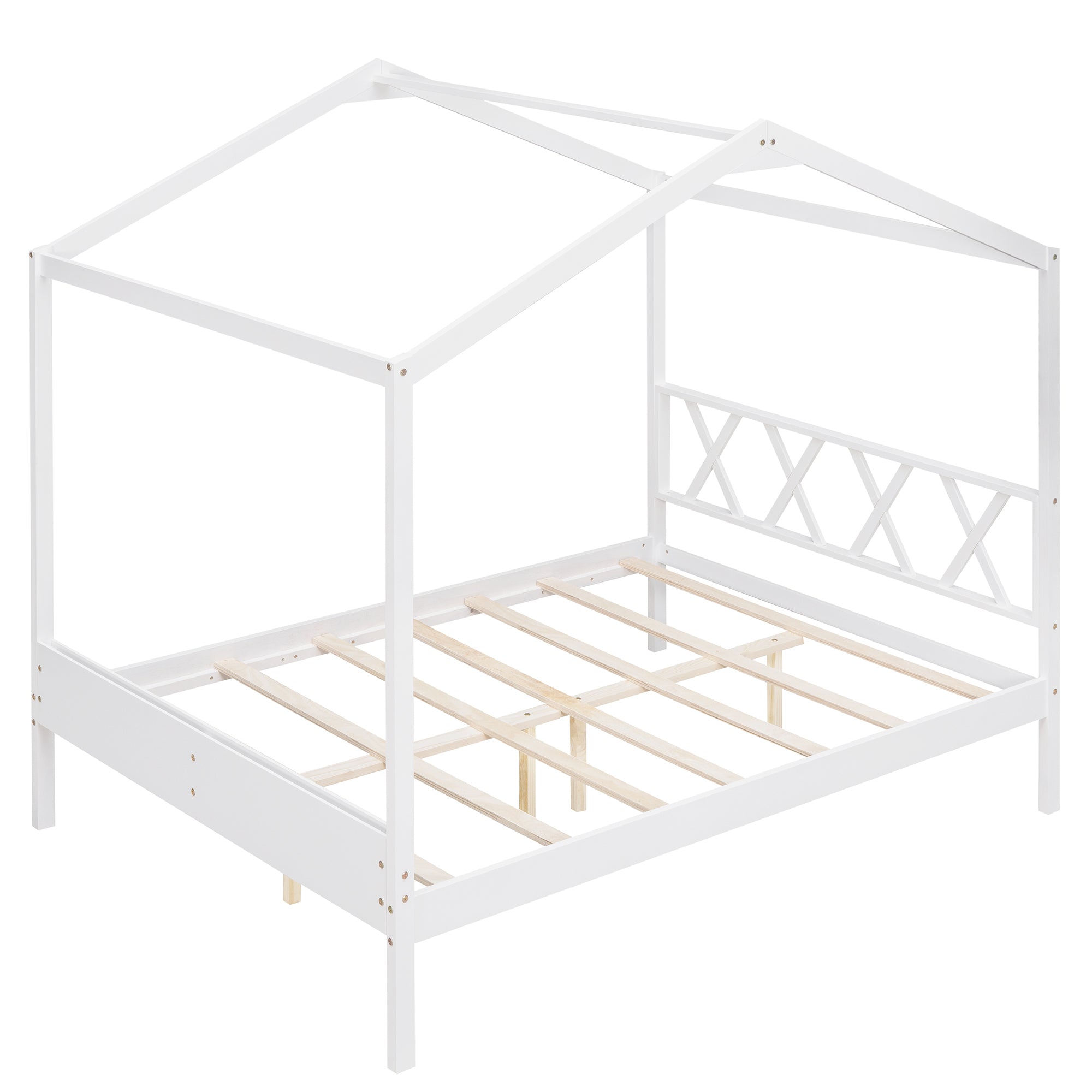 Full Size Wood House Bed with Storage Space, White (OLD SKU :LP000002AAK) - Atlantic Fine Furniture Melbourne FL