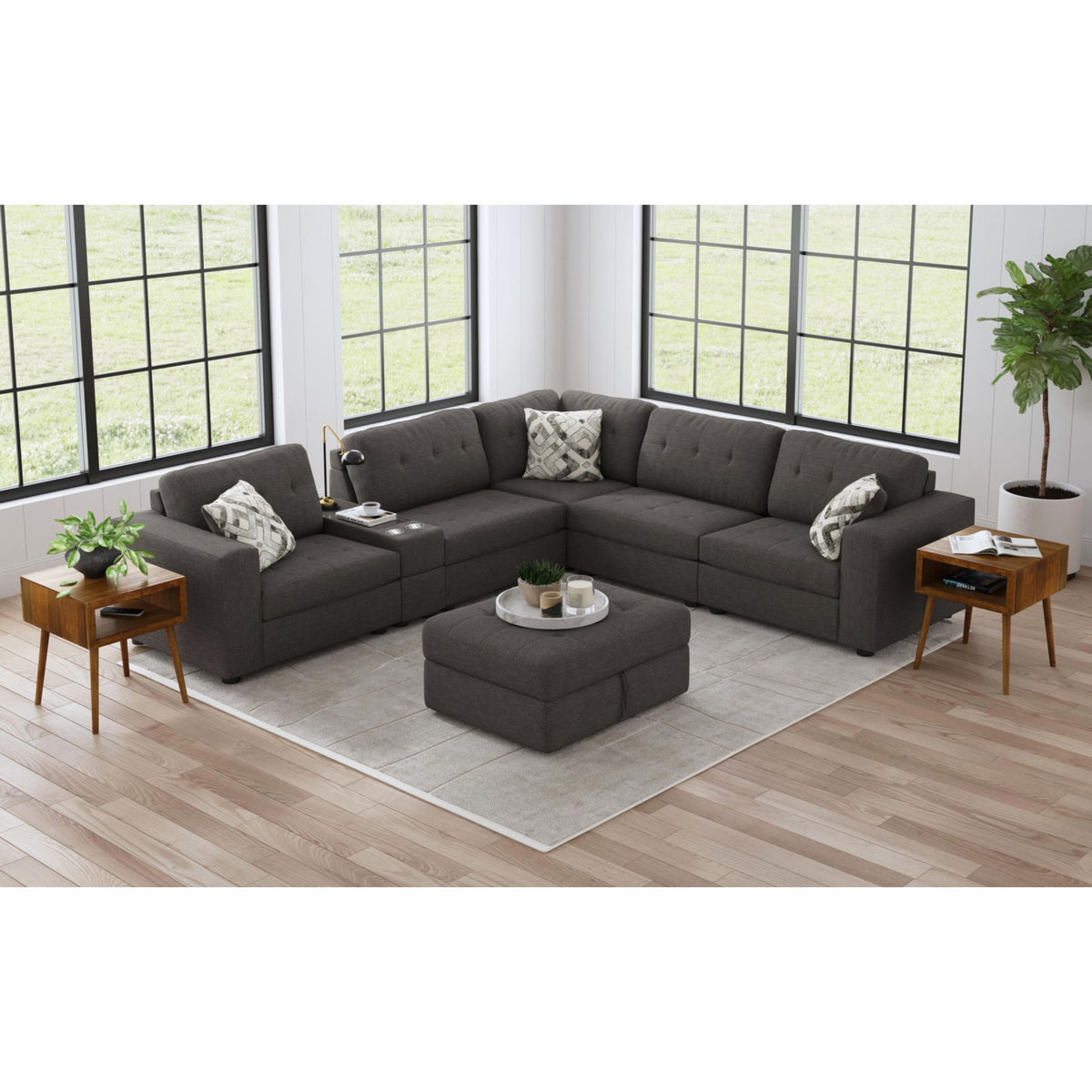 Options One Living Room Set Sectional in Blue by Elements International, view 48