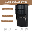 Modern Bathroom Storage Cabinet With Two Laundry Baskets, One Drawer, Adjustable Shelf