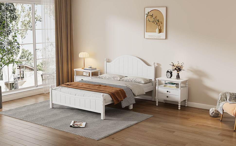 Traditional Concise Style White Solid Wood Platform Bed, No Need Box Spring, Full(Old SKU:WF295732AAA) - Atlantic Fine Furniture Melbourne FL