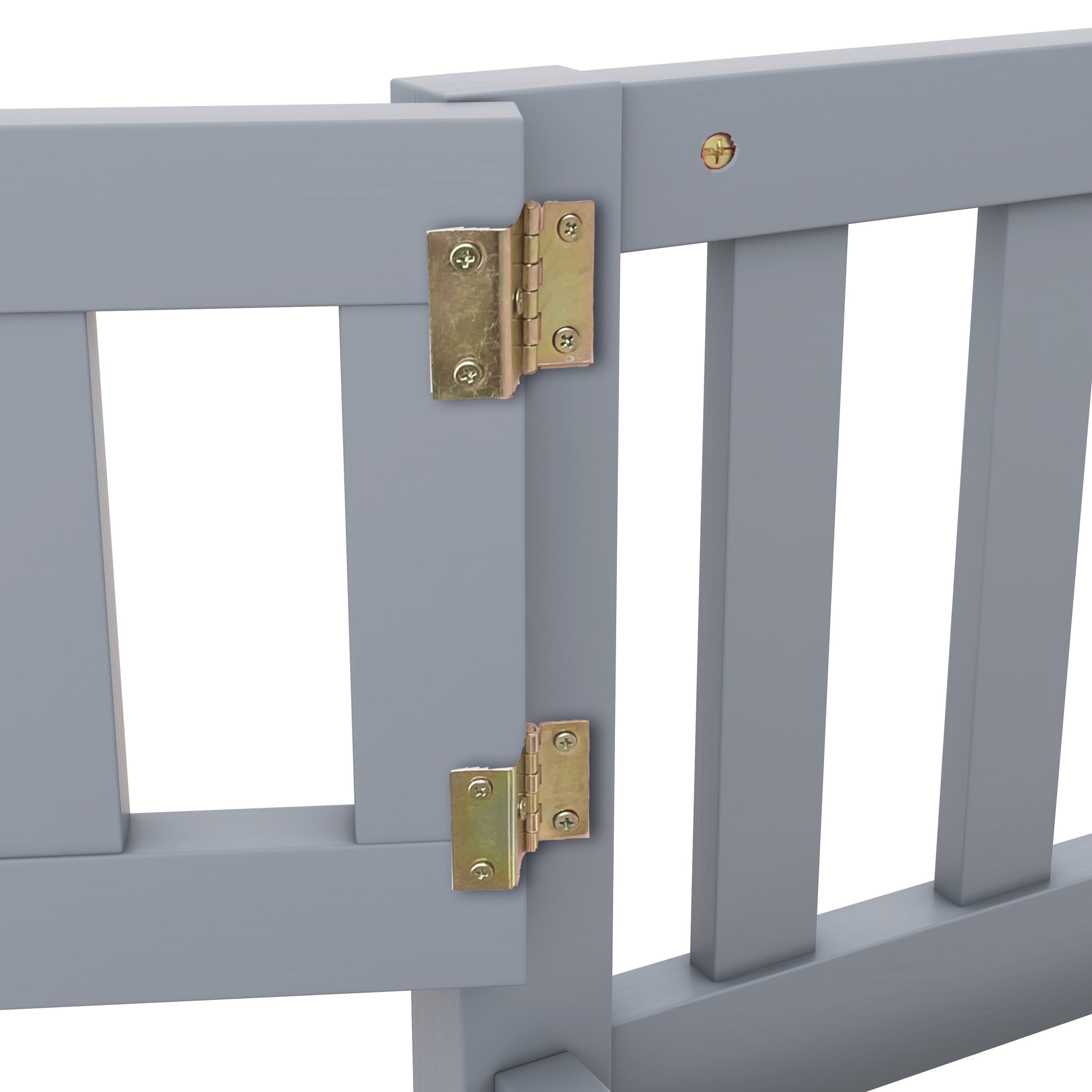 Full Size Bed Floor Bed with Safety Guardrails and Door for Kids, Gray