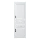 Freestanding Bathroom Vanity Tall With Damping Hinge Doors, Adjustable Shelves - White