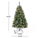 Glitter Bristle Mixed Hinged Tree With Berry And Pine Cones And 200 Cl, 407 Tips - Green
