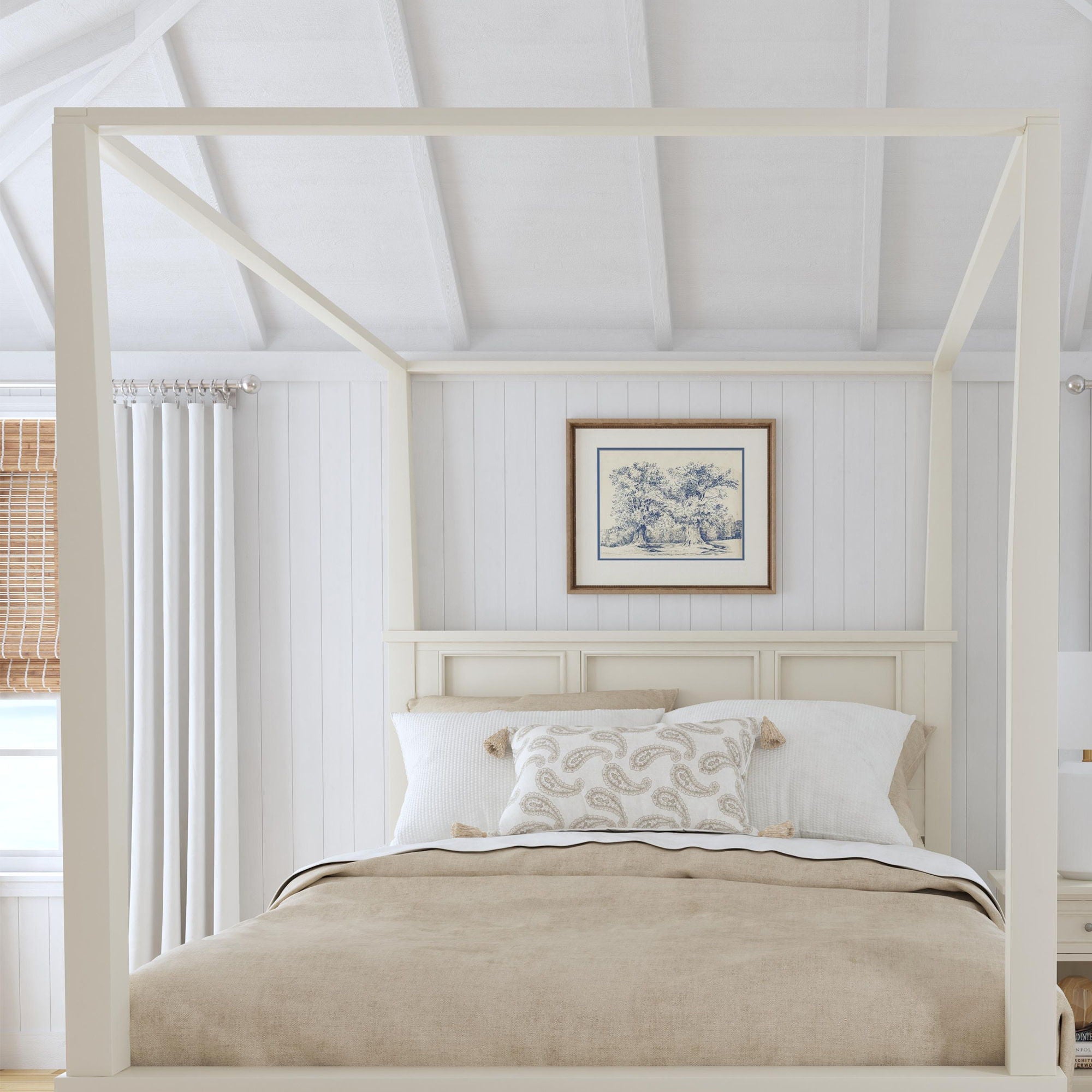 Naples - Queen Canopy Bed - White