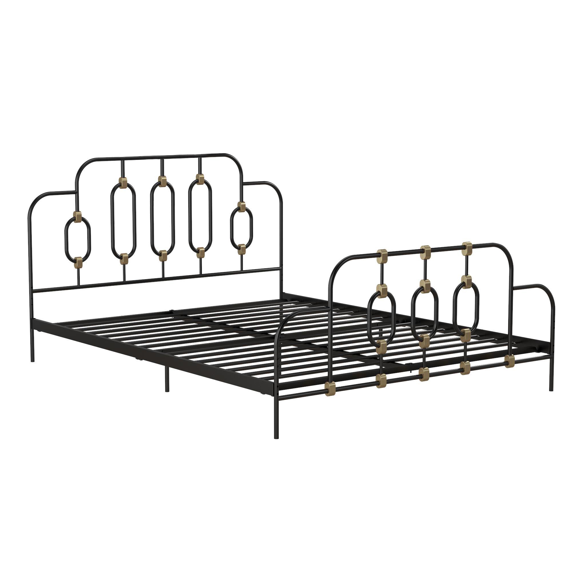 Ola Metal Bed, Black with Gold Detail, Full - Atlantic Fine Furniture Melbourne FL