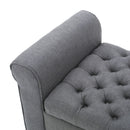 Hayes - Contemporary Armed Storage Bench With Rolled Arms And Button Tufting