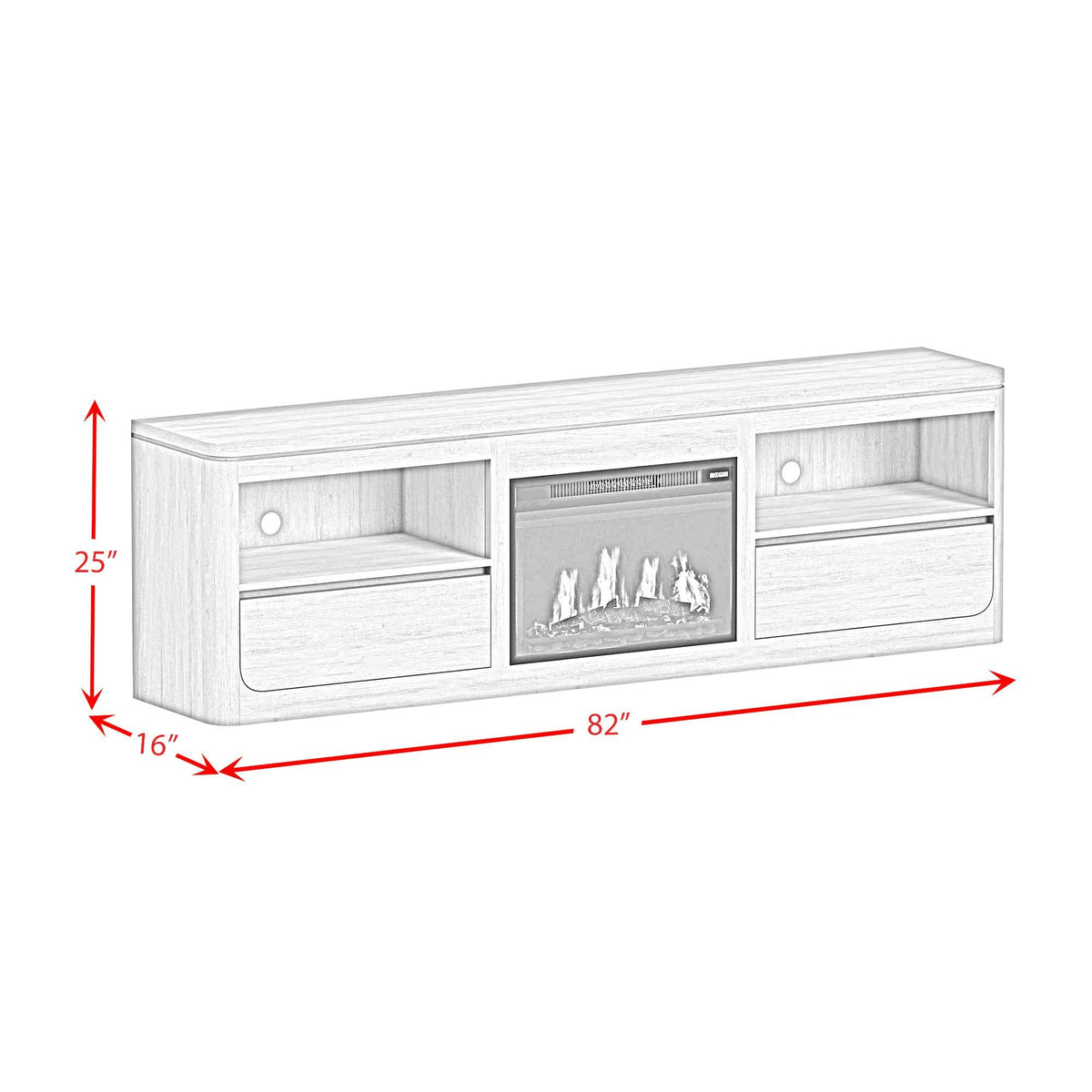 Rosalie Entertainment Unit With 82" TV Console in Black by Elements International, view 32